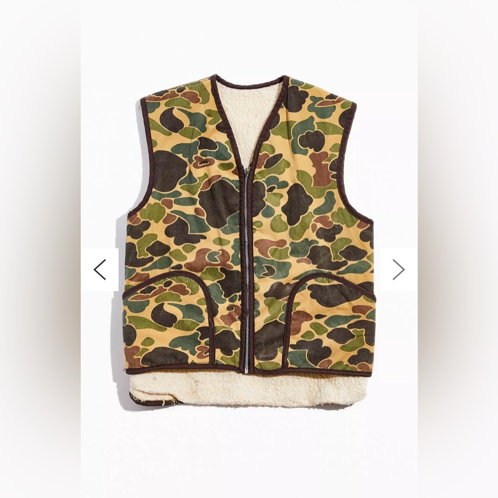 Urban Outfitters | Vintage 60's 70's Frog Skin Camo Sherpa Lined Vest